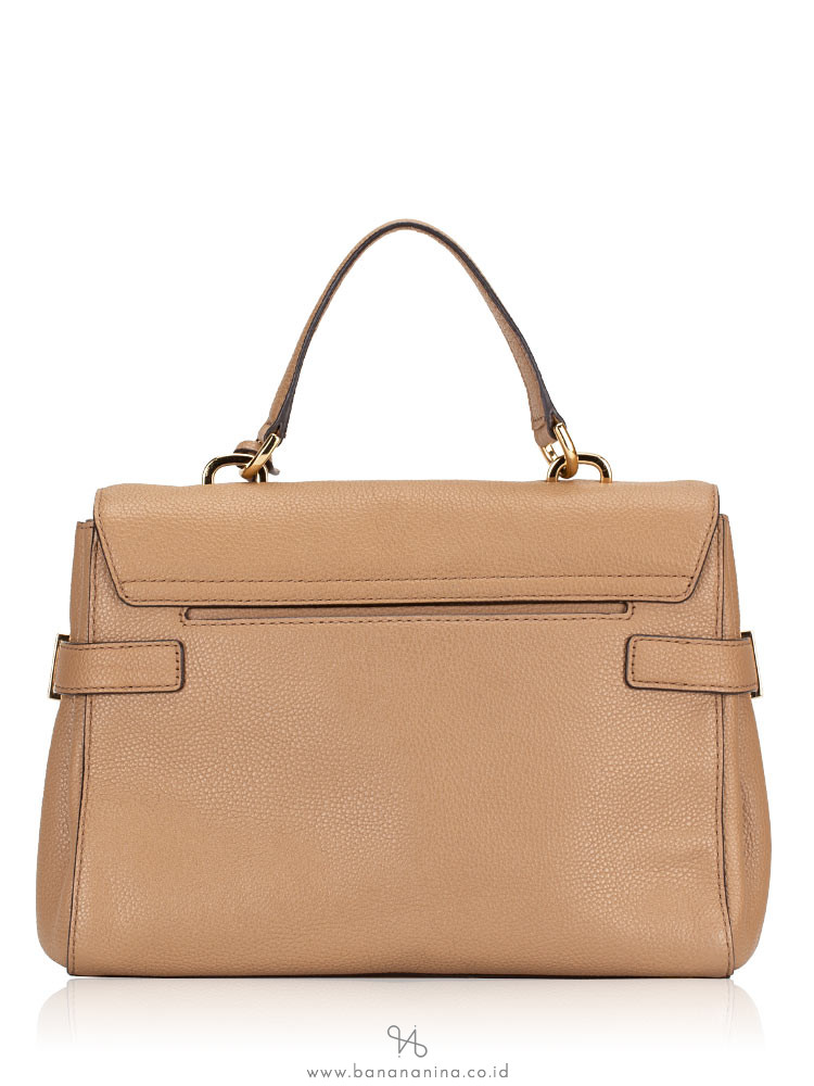 MICHAEL KORS Karson Medium Leather Top Handle Satchel Dark Khaki