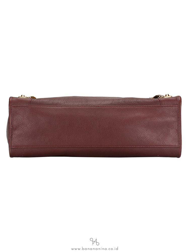 BALENCIAGA Gold Metallic Edge City Rouge Pourpre