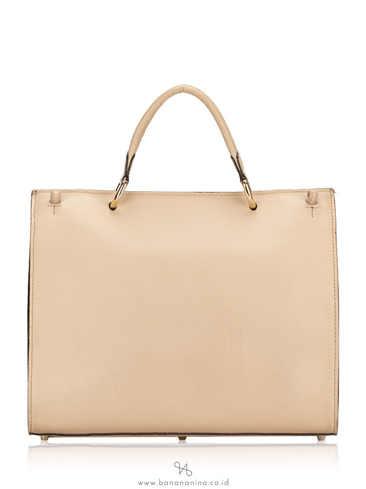 FURLA Julia Large Leather Top Handle Satchel Cream