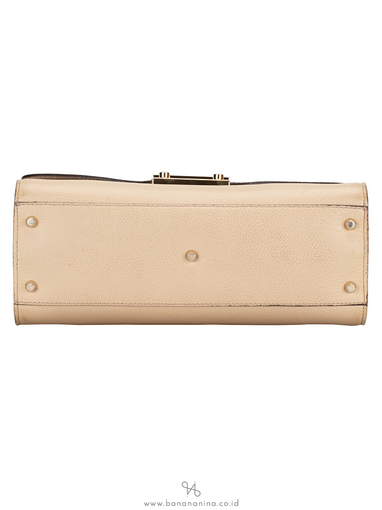 FURLA Julia Large Leather Top Handle Satchel Cream