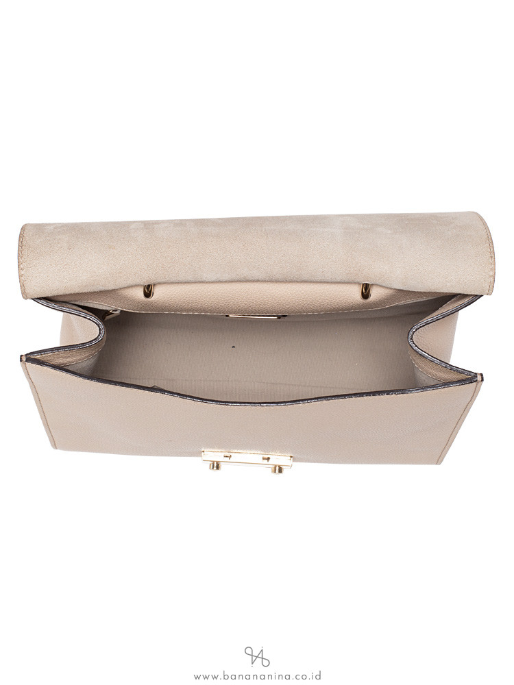 FURLA Julia Large Leather Top Handle Satchel Cream