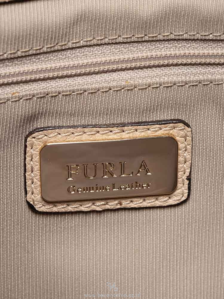 FURLA Julia Large Leather Top Handle Satchel Cream