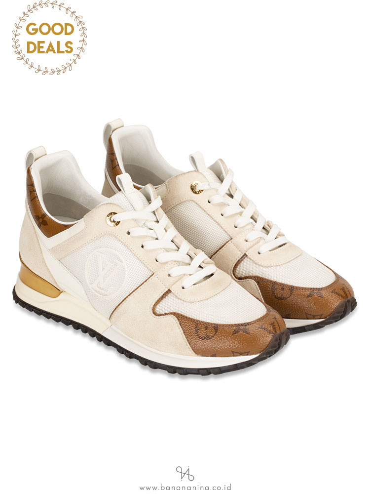 LOUIS VUITTON Monogram Reverse Run Away Sneakers White Sz 41