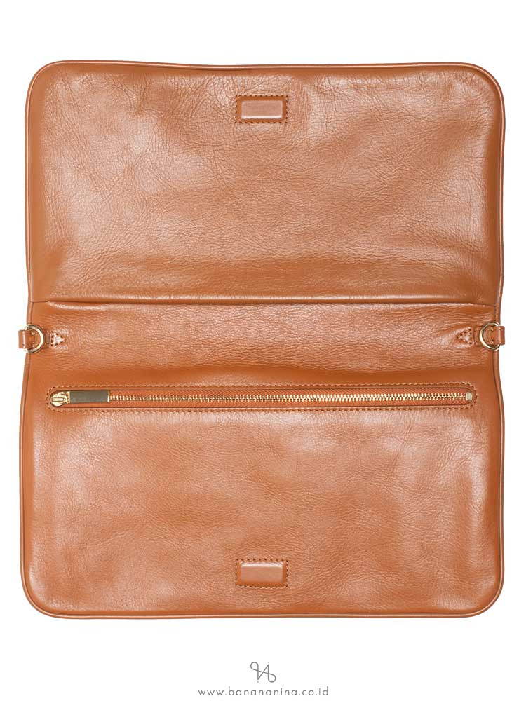 TORY BURCH Bombe Reva Leather Clutch Luggage