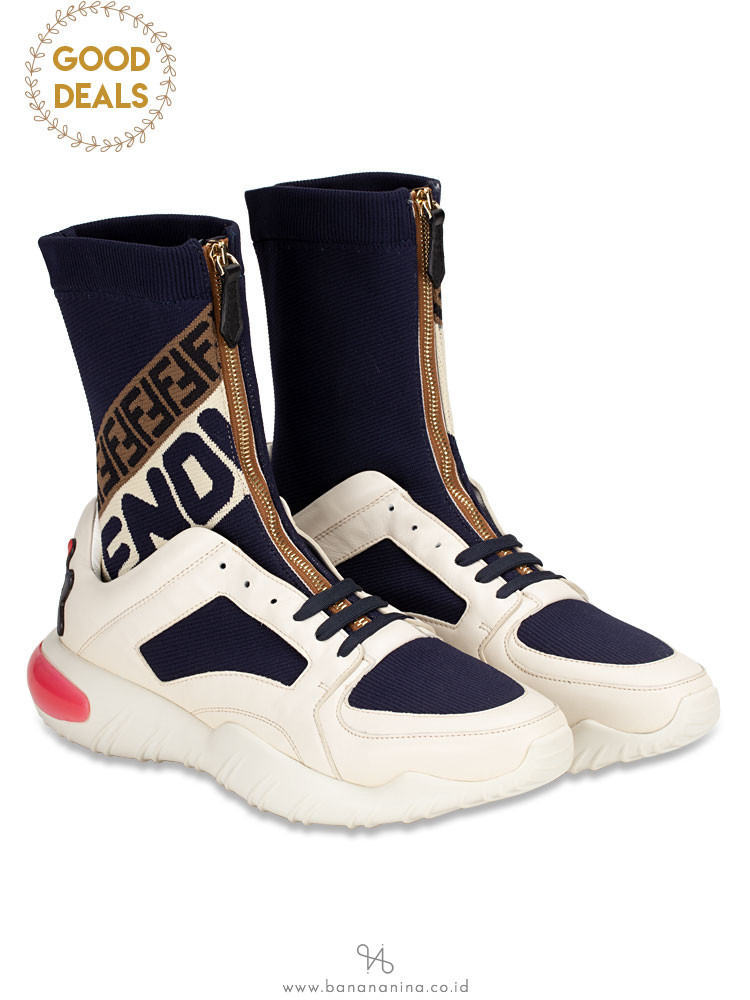 FENDI x Fila FendiMania High Top Sneakers Navy White Sz 7