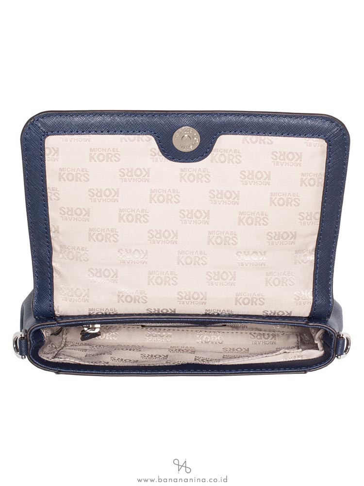 MICHAEL KORS Jet Set Item Medium Saffiano Pouchette Crossbody Navy