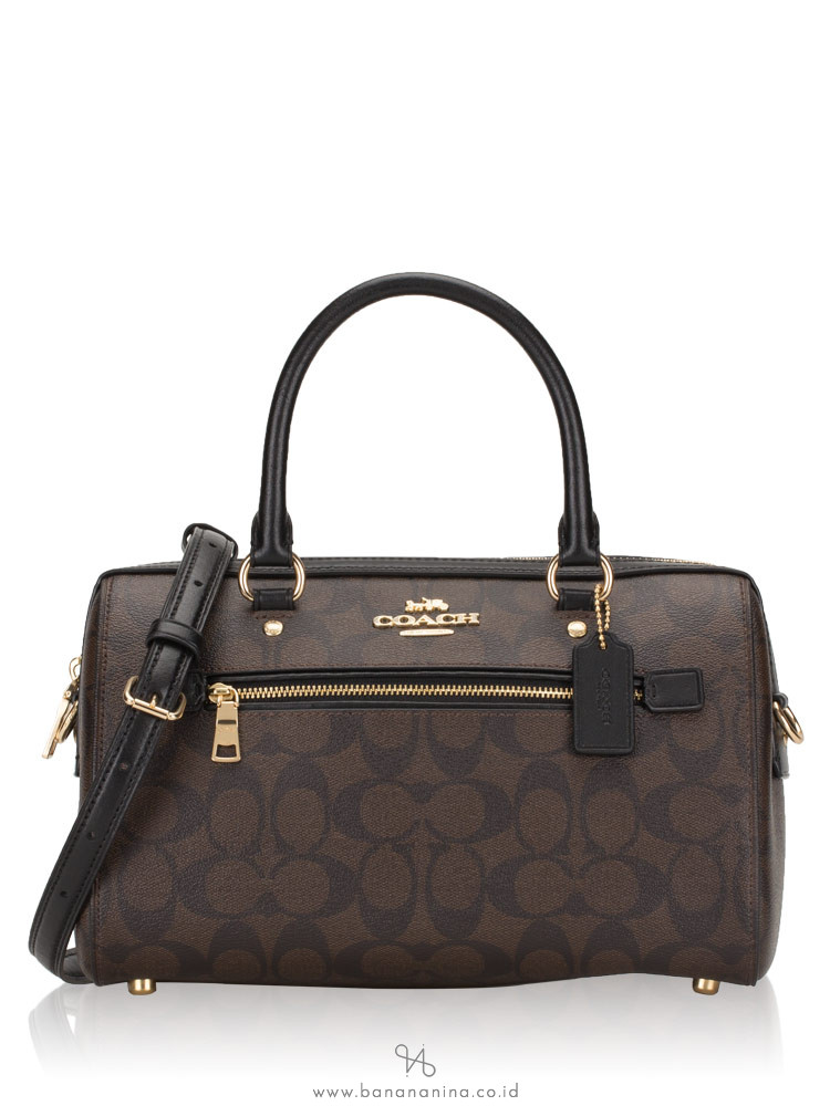 COACH 83607 Signature Rowan Satchel Brown Black