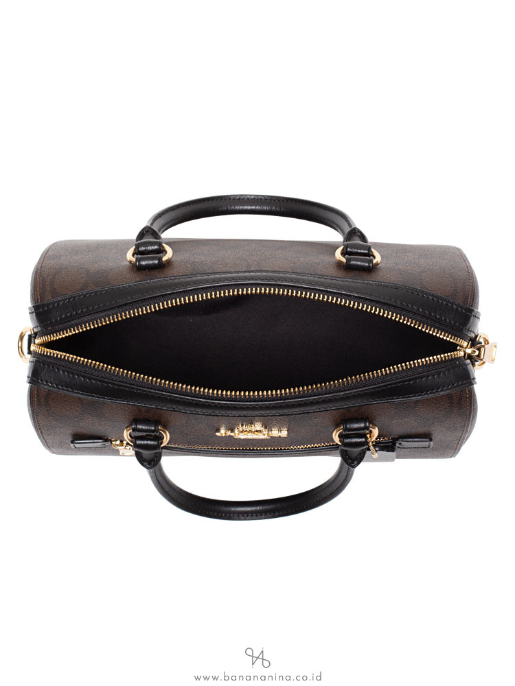 COACH 83607 Signature Rowan Satchel Brown Black