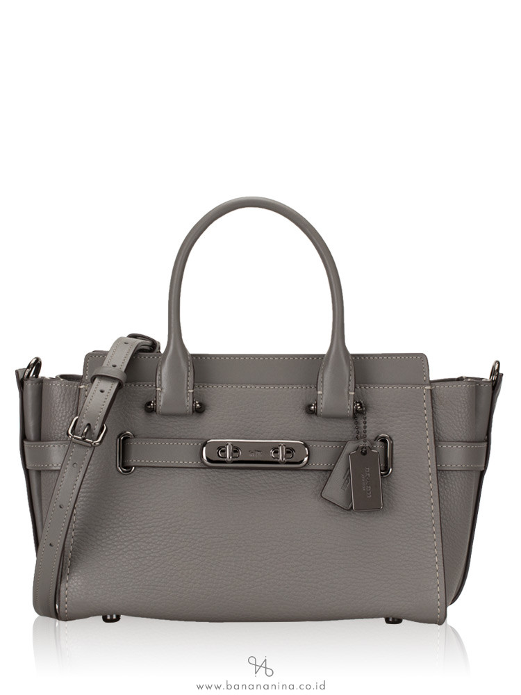 COACH 87295 Swagger 27 Pebble Leather Carryall Heather Grey