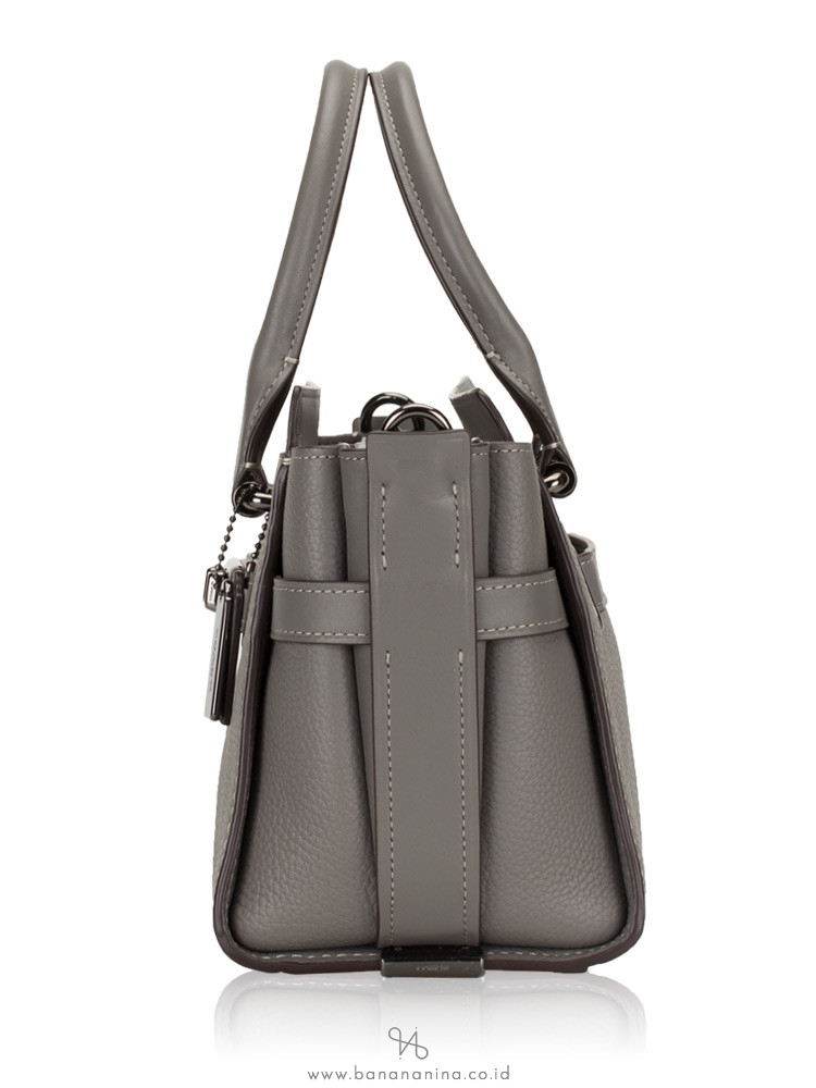 COACH 87295 Swagger 27 Pebble Leather Carryall Heather Grey