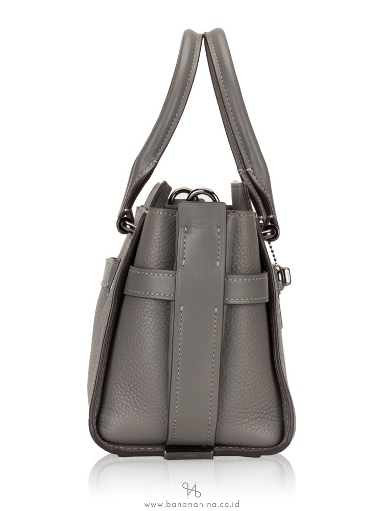 COACH 87295 Swagger 27 Pebble Leather Carryall Heather Grey