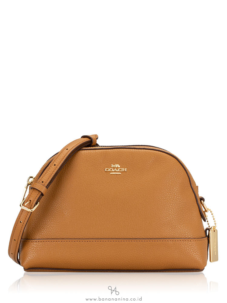 COACH 76673 Leather Mini Dome Crossbody Light Saddle