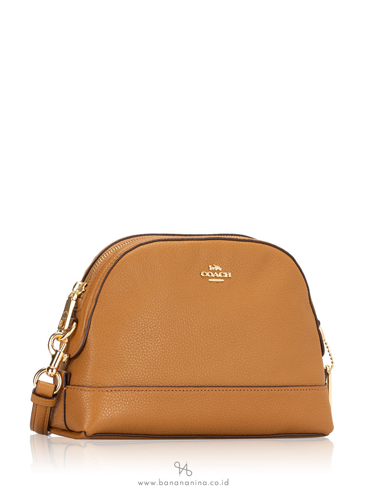 COACH 76673 Leather Mini Dome Crossbody Light Saddle