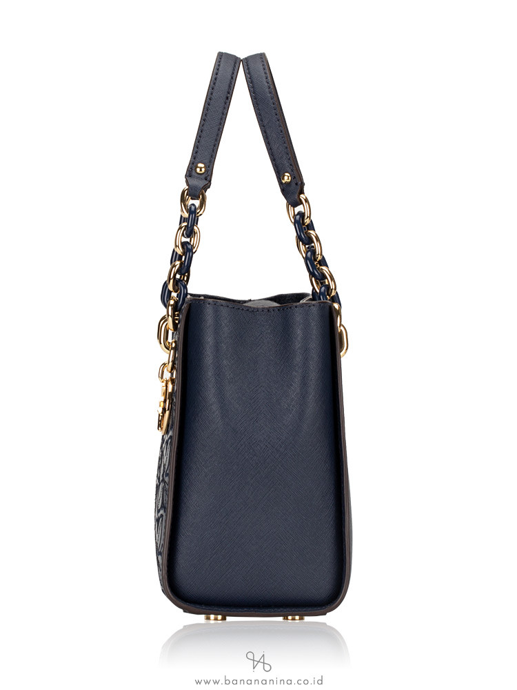 MICHAEL KORS Sofia Floral Medium North South Tote Navy
