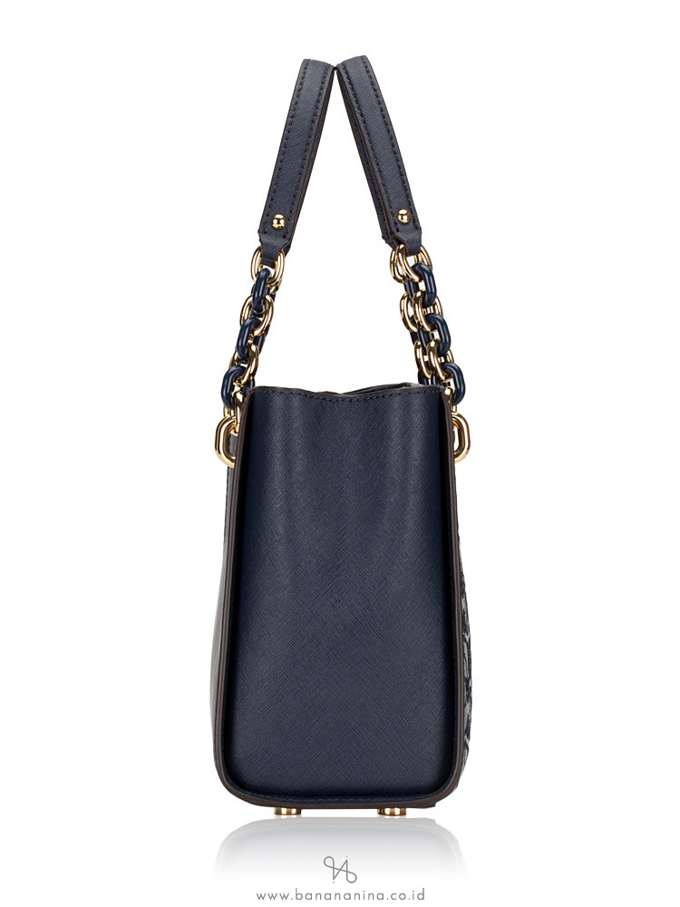 MICHAEL KORS Sofia Floral Medium North South Tote Navy