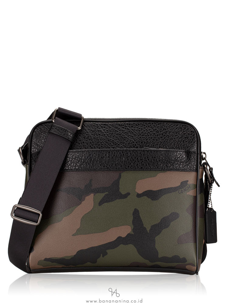 COACH Men 29052 Charles Camera Crossbody Camo Dark Green Multi
