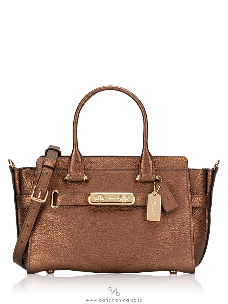 COACH 23197 Metallic Swagger 27 Leather Satchel Bronze
