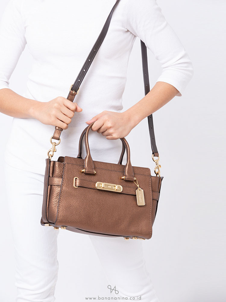 COACH 23197 Metallic Swagger 27 Leather Satchel Bronze