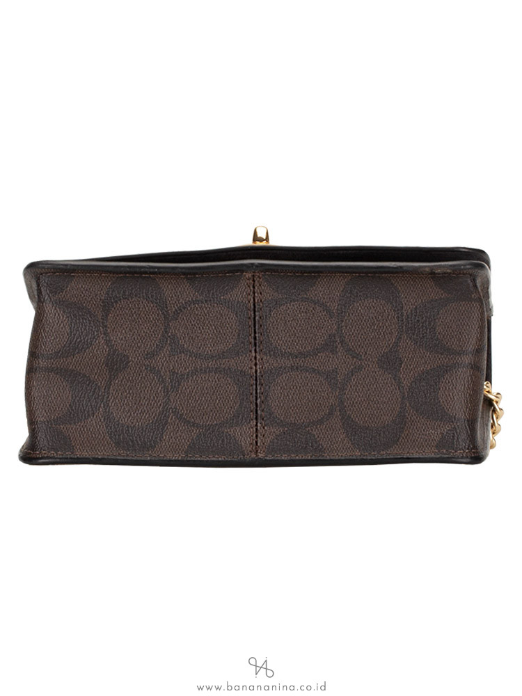 COACH 31384 Signature Bowery Turnlock Crossbody Brown Black