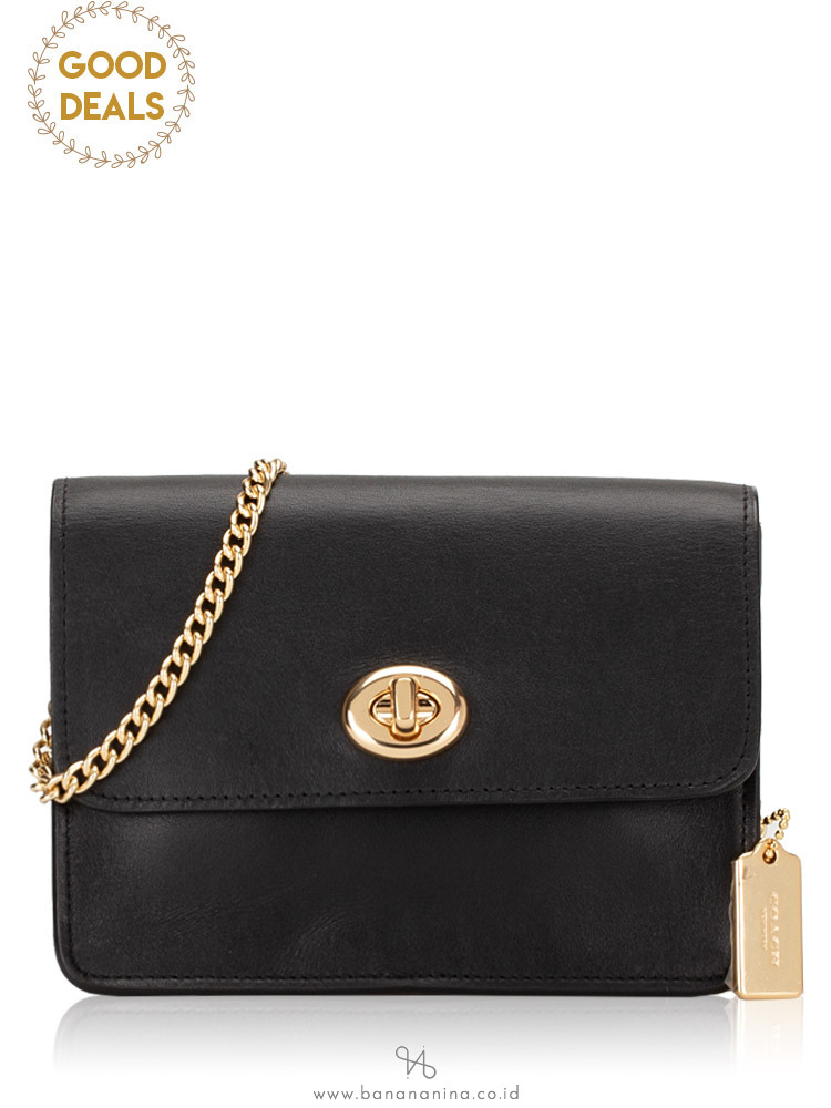 COACH 31384 Signature Bowery Turnlock Crossbody Brown Black