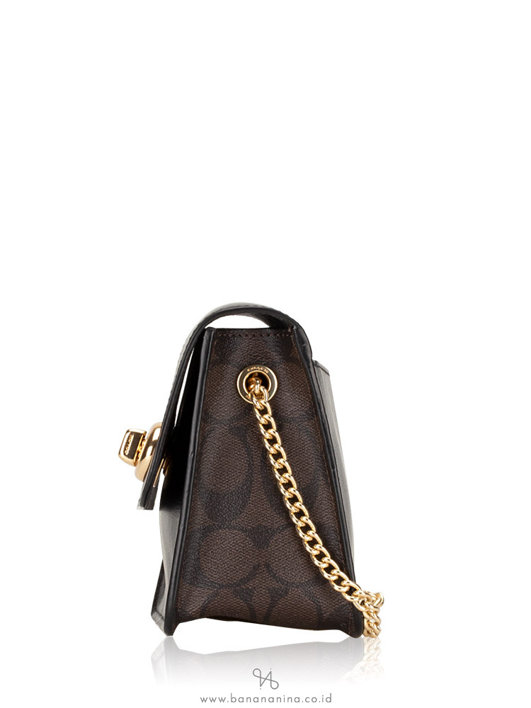 COACH 31384 Signature Bowery Turnlock Crossbody Brown Black