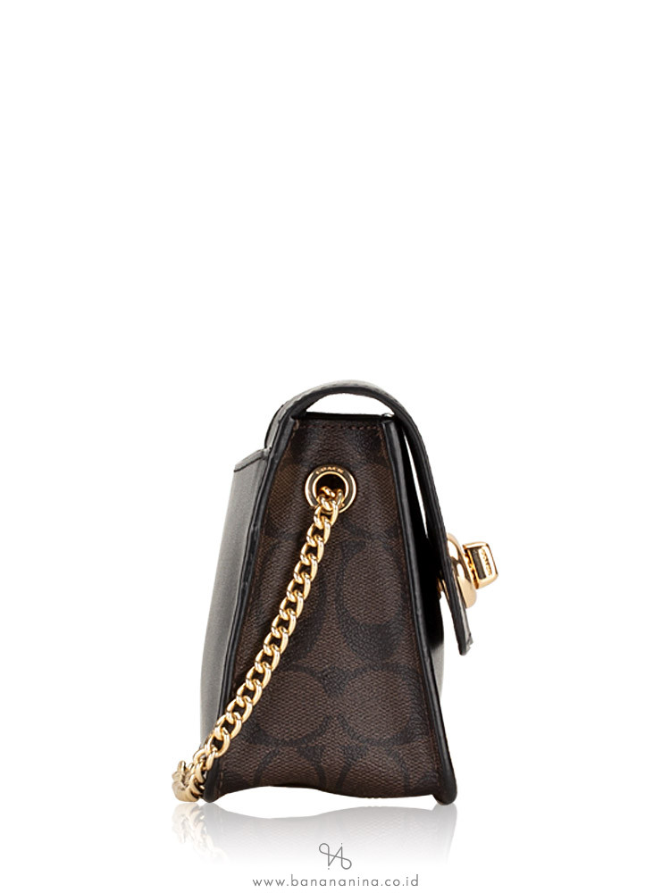 COACH 31384 Signature Bowery Turnlock Crossbody Brown Black