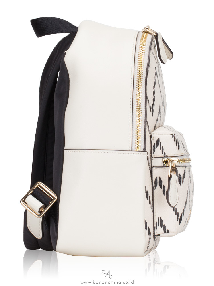 COACH 68098 Geo Chevron Mini Charlie Backpack Black Chalk