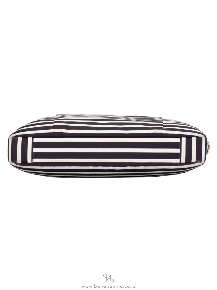 KATE SPADE Nylon Stripe Laptop Bag Black Cream