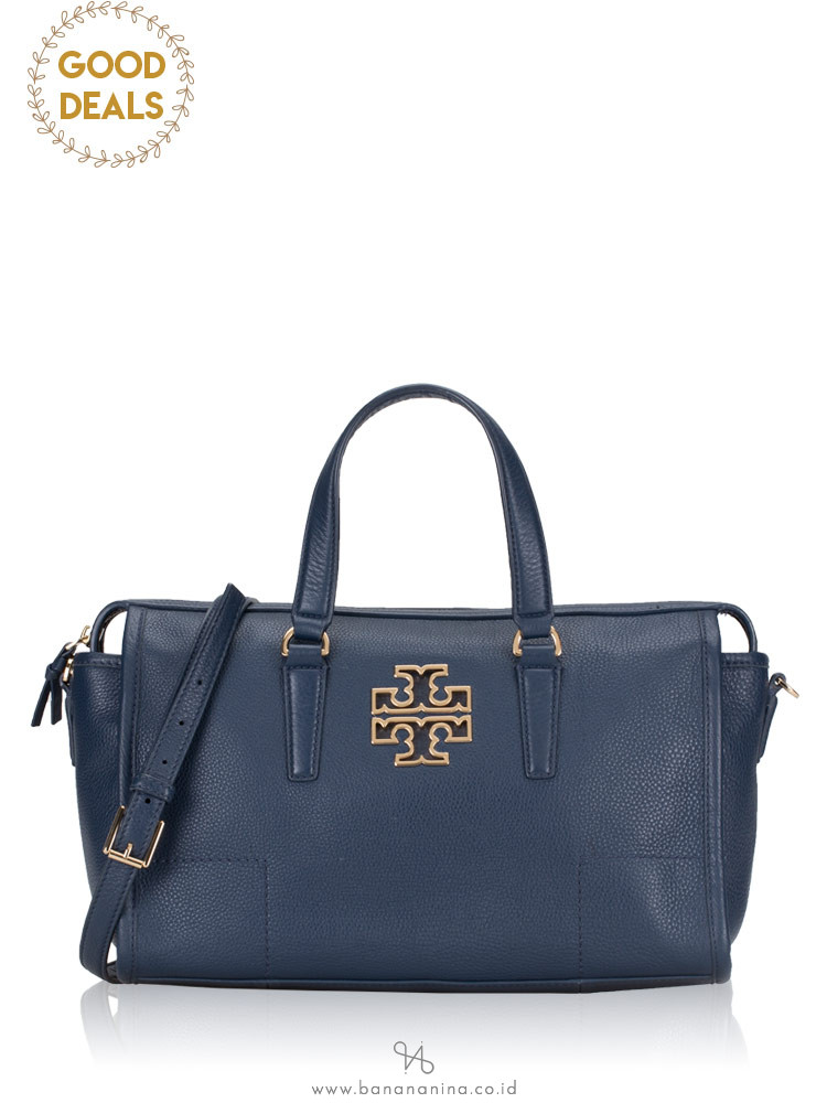 TORY BURCH Britten Leather Satchel Navy