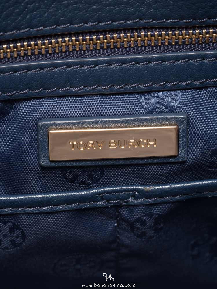 TORY BURCH Britten Leather Satchel Navy