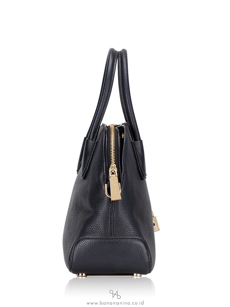 MICHAEL KORS Mercer Medium Leather Dome Satchel Black