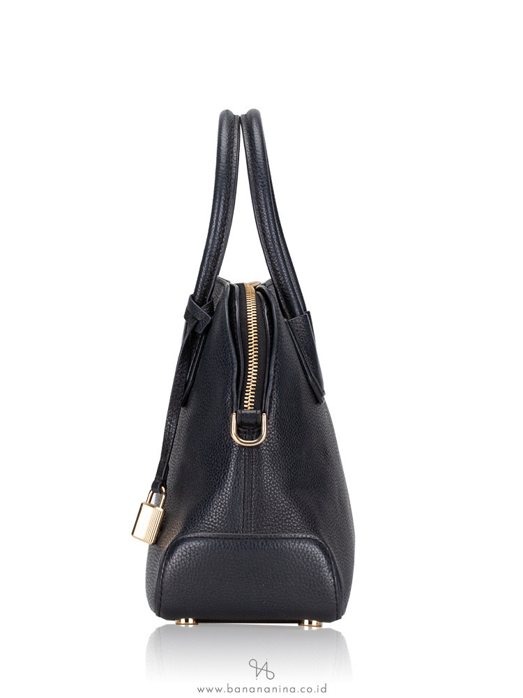 MICHAEL KORS Mercer Medium Leather Dome Satchel Black