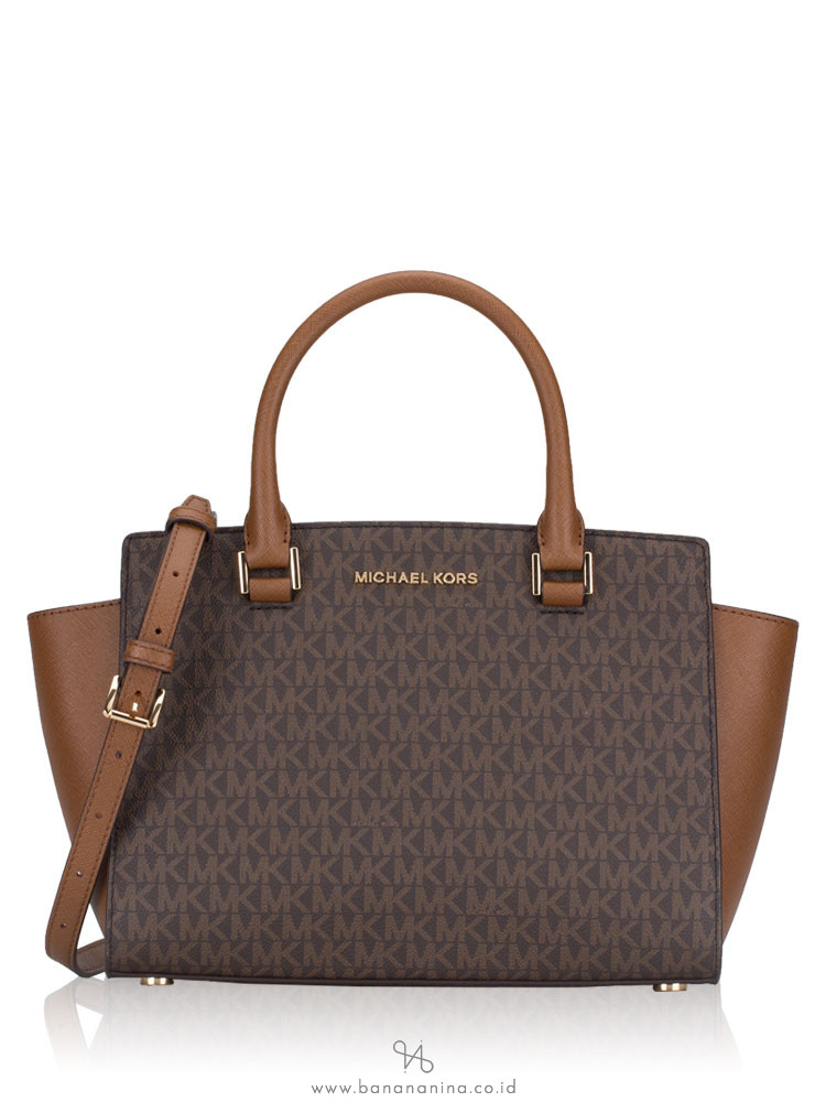 MICHAEL KORS Selma Signature Medium Satchel Brown