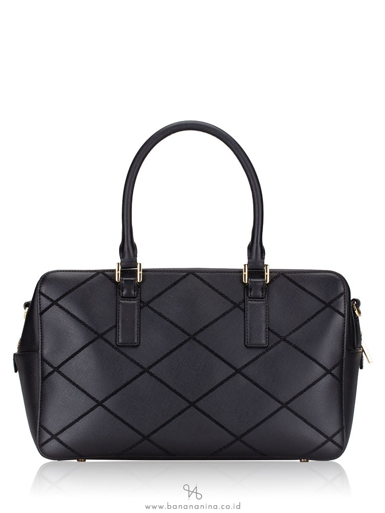 TORY BURCH Robinson Stitched Large Square Satchel Black