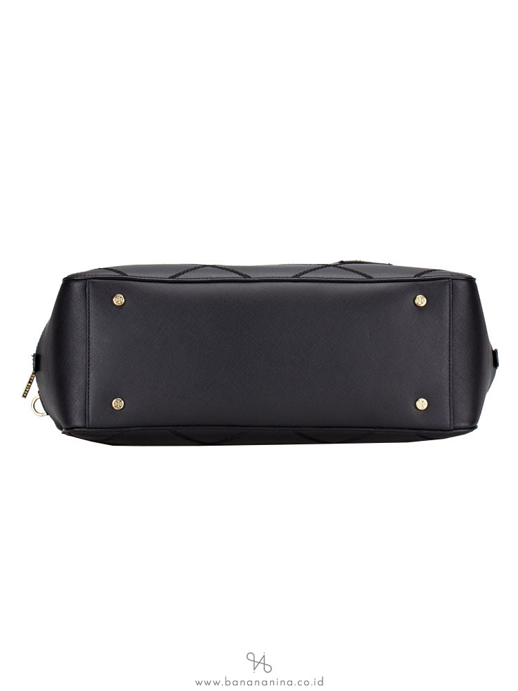 TORY BURCH Robinson Stitched Large Square Satchel Black