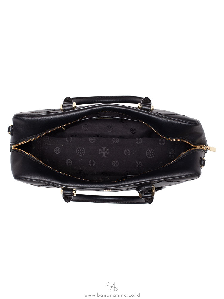 TORY BURCH Robinson Stitched Large Square Satchel Black