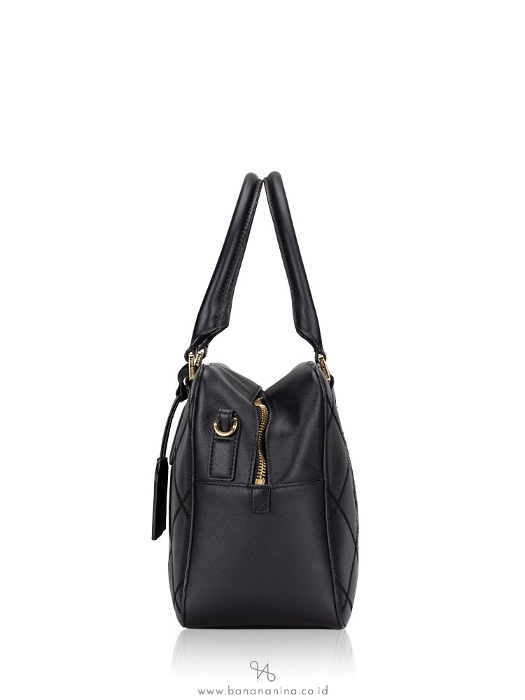 TORY BURCH Robinson Stitched Large Square Satchel Black