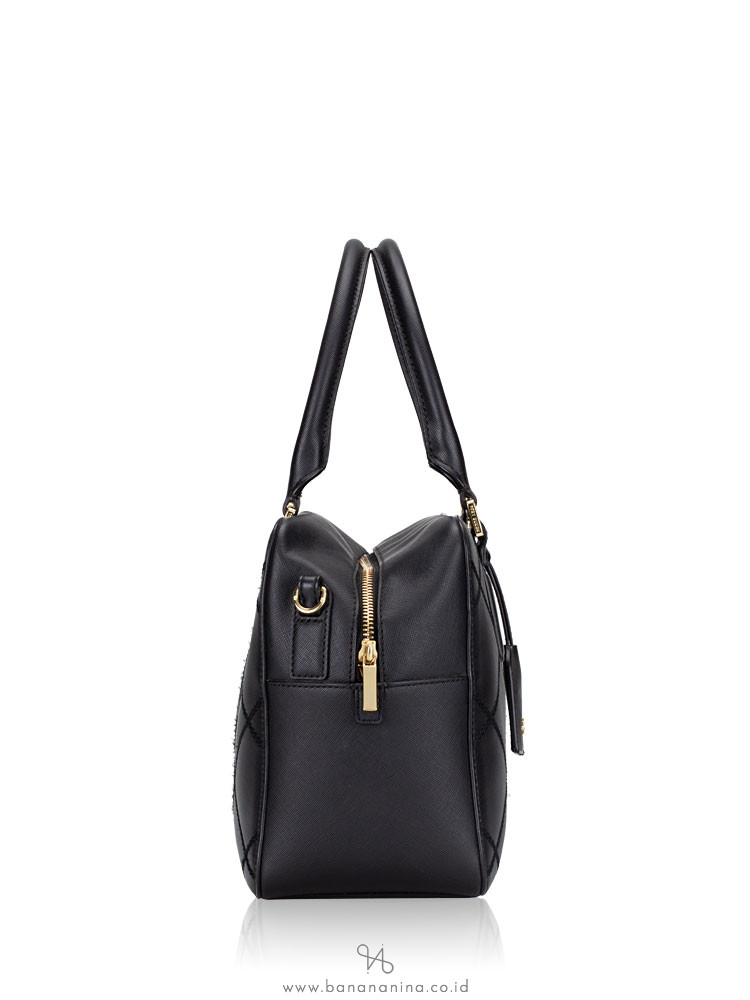 TORY BURCH Robinson Stitched Large Square Satchel Black