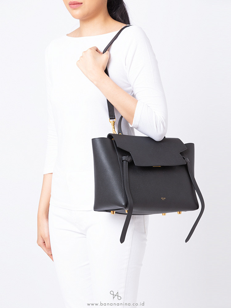 CELINE Grained Leather Mini Belt Bag Black