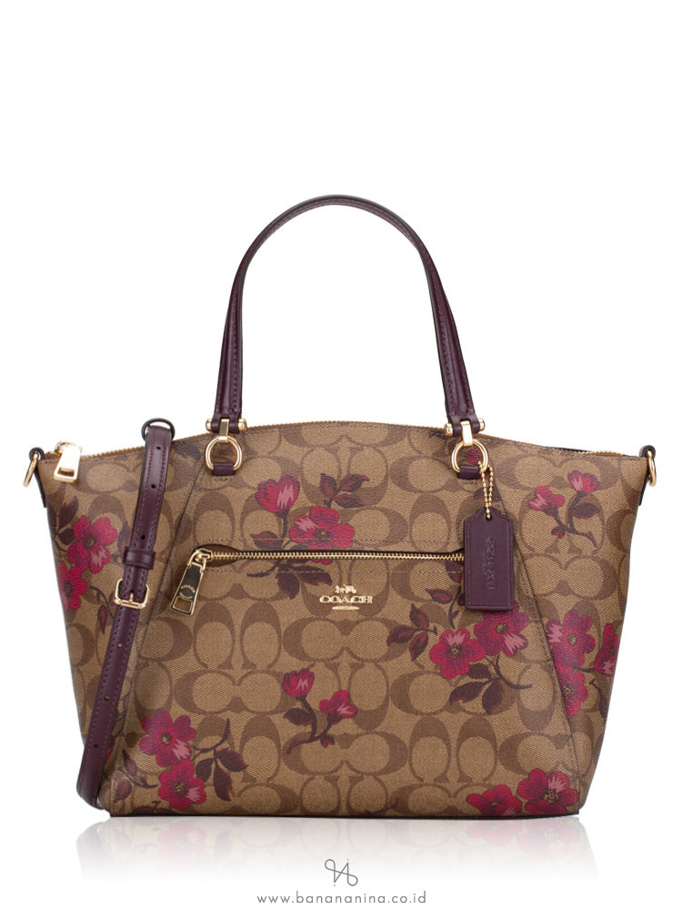 COACH 83628 Signature Victorian Floral Prairie Satchel Khaki Berry Multi