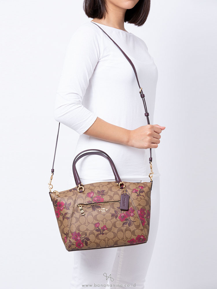 COACH 83628 Signature Victorian Floral Prairie Satchel Khaki Berry Multi