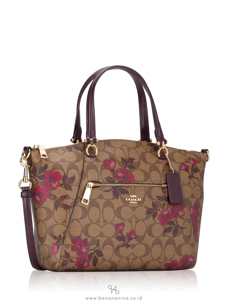 COACH 83628 Signature Victorian Floral Prairie Satchel Khaki Berry Multi