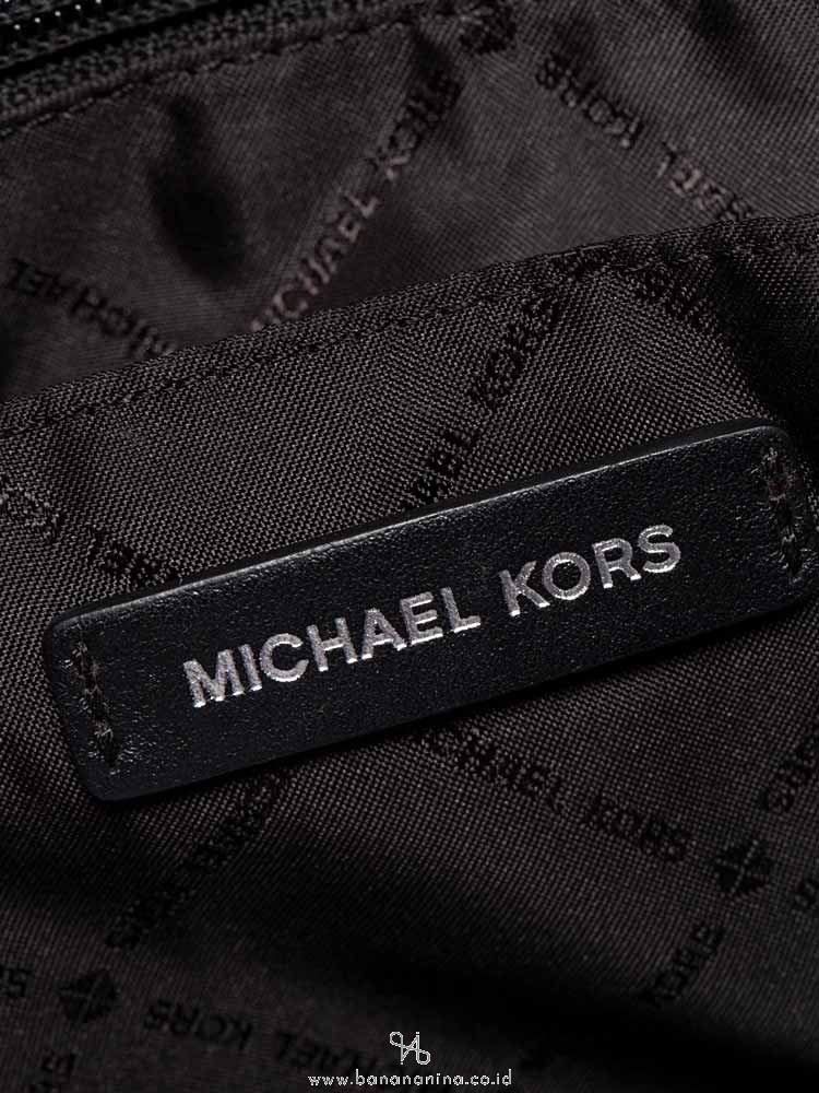 MICHAEL KORS Sadie Large Leather Satchel Ash Grey Black