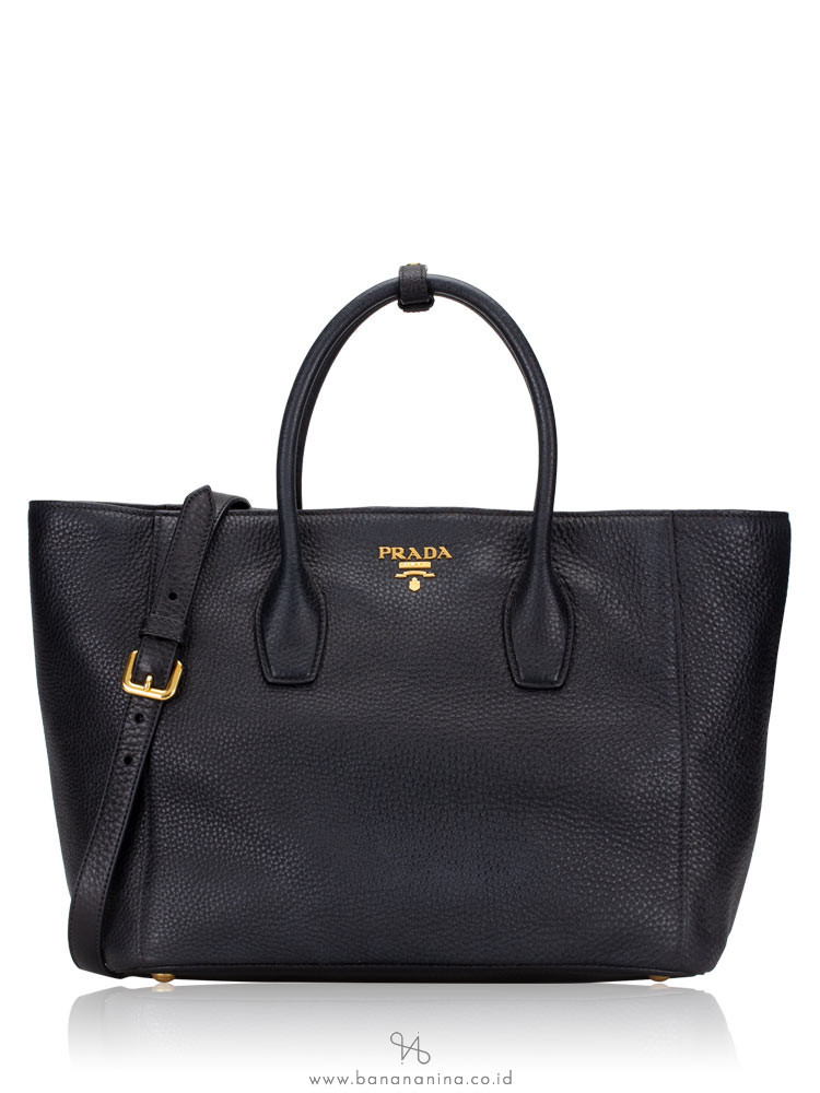 PRADA BN2694 Vitello Daino Tote Nero