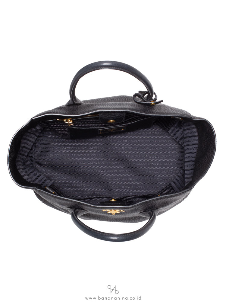 PRADA BN2694 Vitello Daino Tote Nero