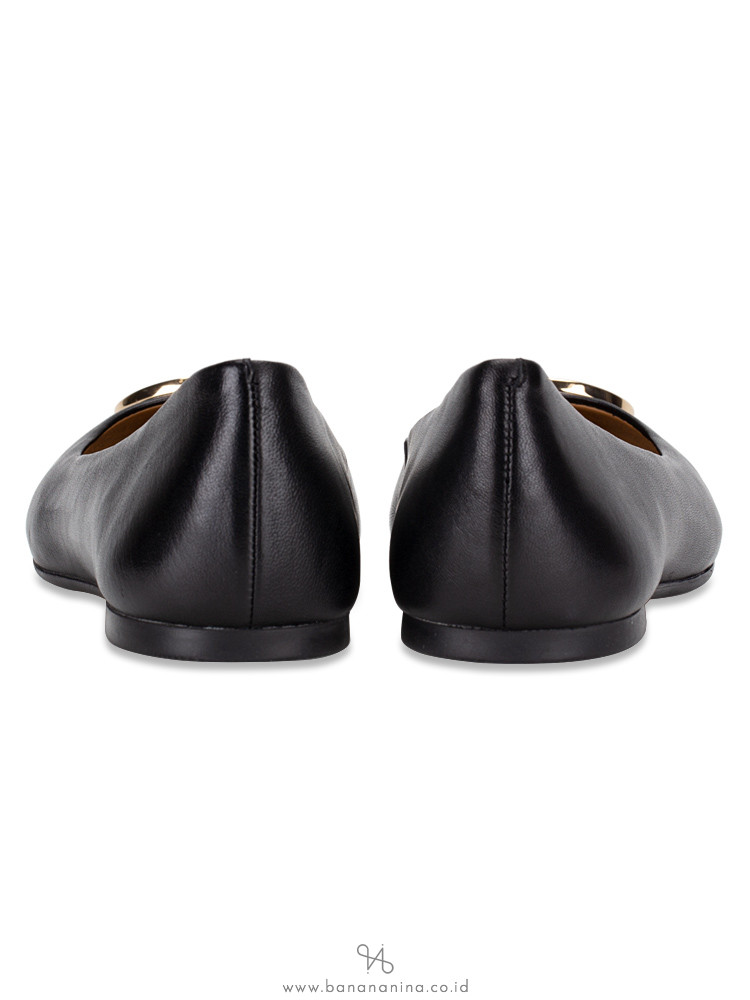 TORY BURCH Benton Leather Flats Perfect Black Sz 7.5