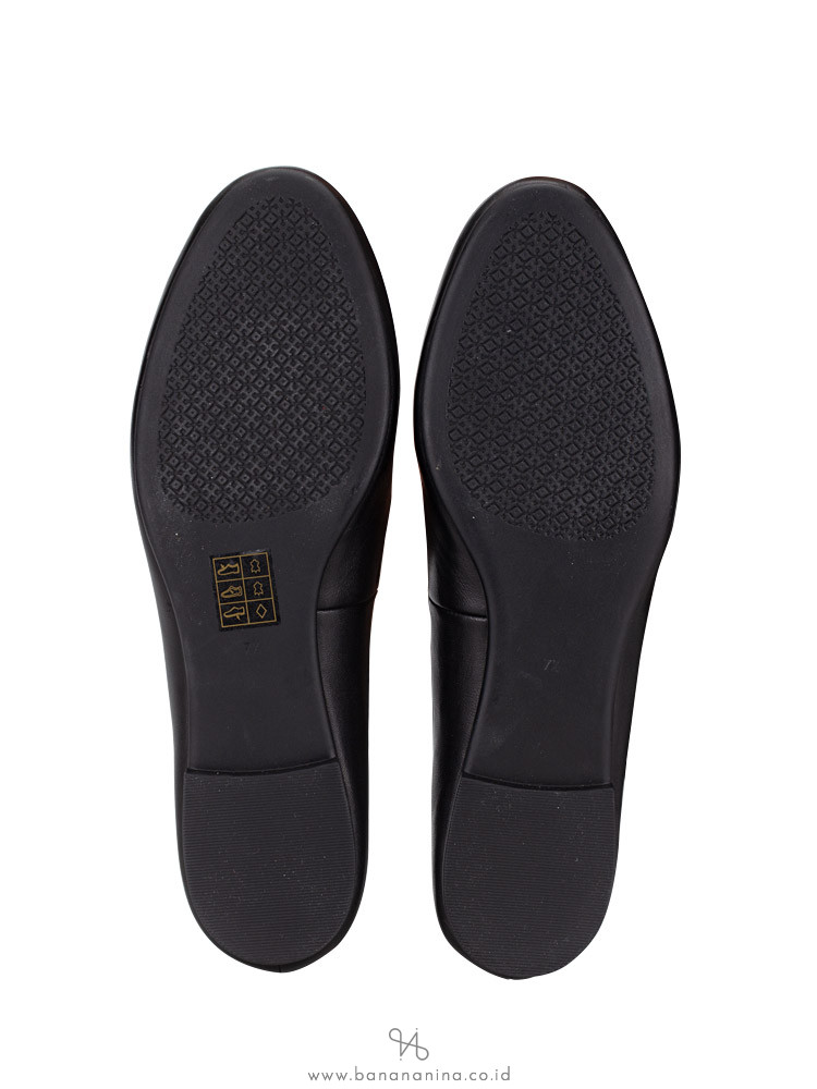 TORY BURCH Benton Leather Flats Perfect Black Sz 7.5