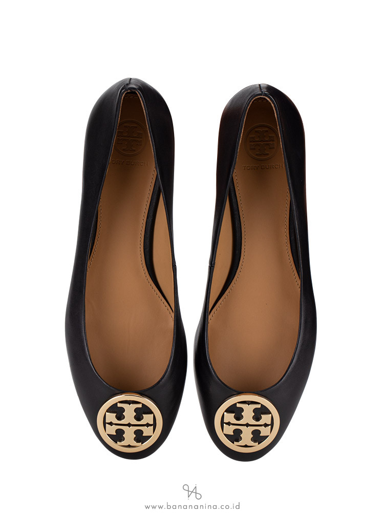 TORY BURCH Benton Leather Flats Perfect Black Sz 7.5