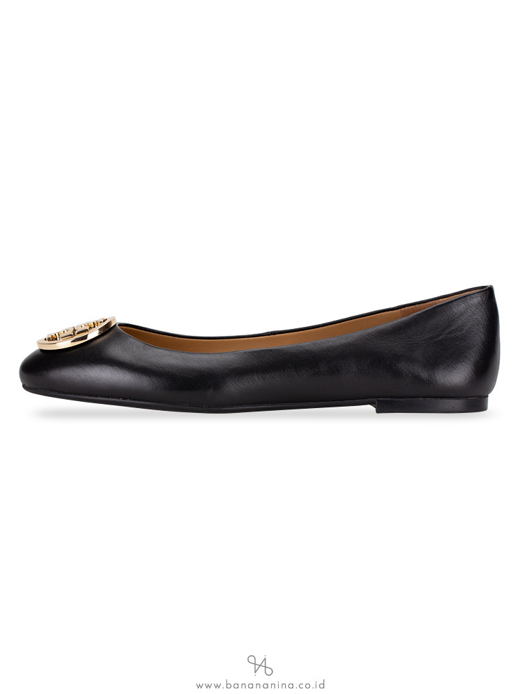 TORY BURCH Benton Leather Flats Perfect Black Sz 7.5