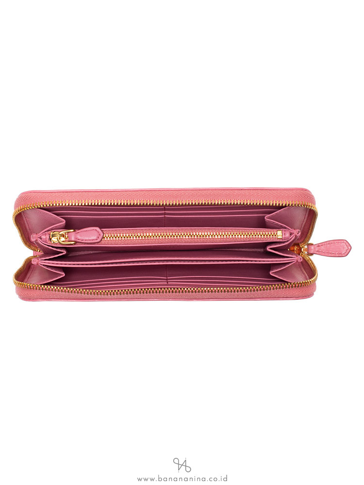 PRADA 1ML506 Vitello Move Zip Wallet Geranio